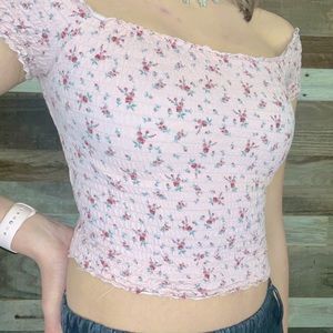 Floral Off The Shoulder Crop Top